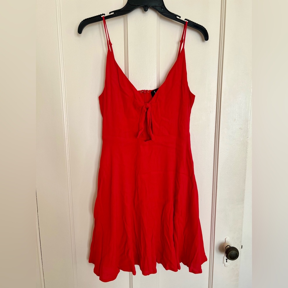 Lulus Red Tie-Front Spaghetti Strap Dress